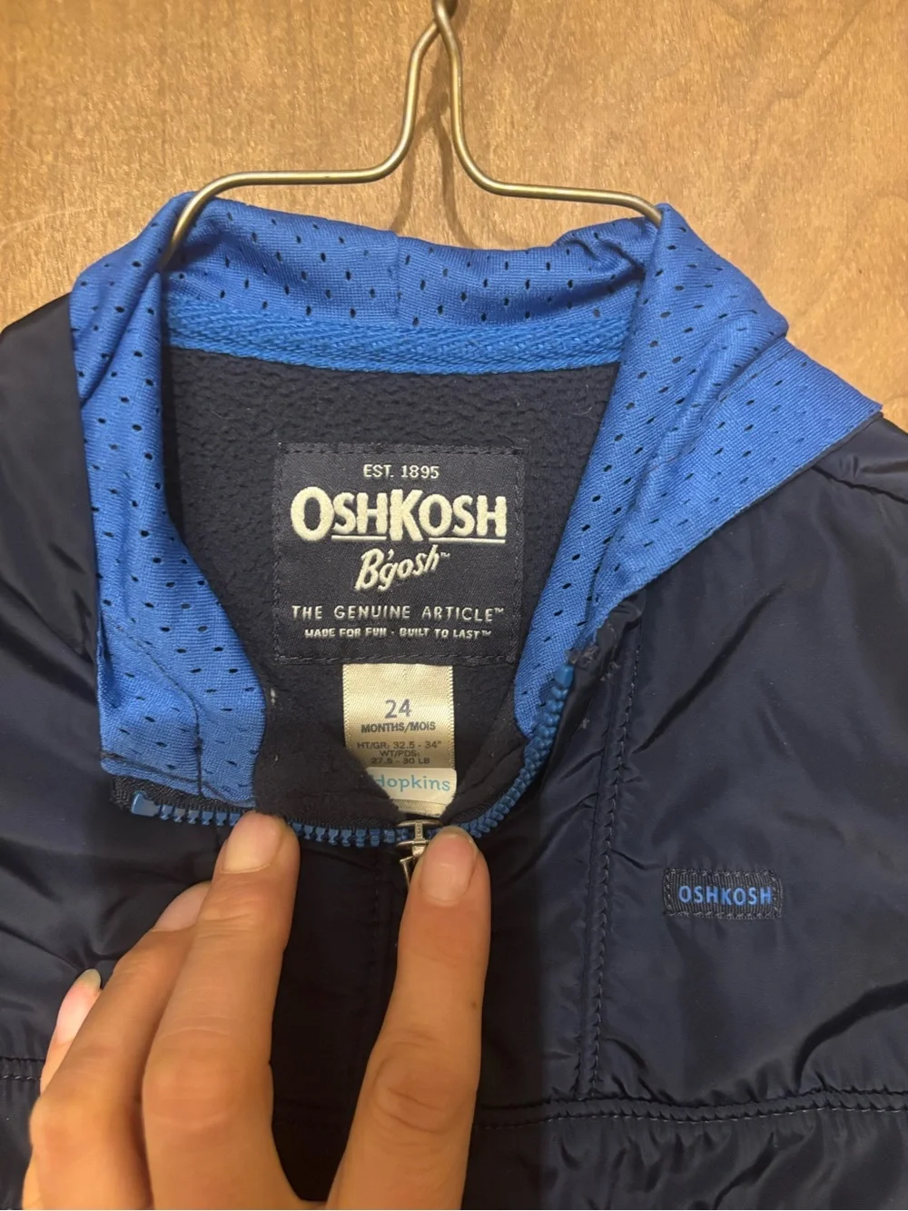 OshKosh B'gosh Navy Jacket with Bright Blue Hood Lining